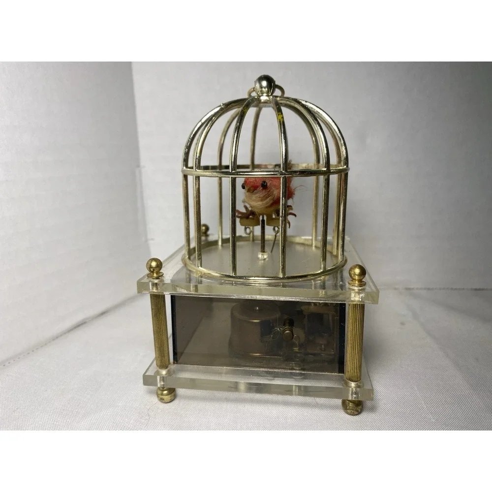 Vintage 1970s Bird Cage Music Box Sankyo Made In Japan Works TESTED!